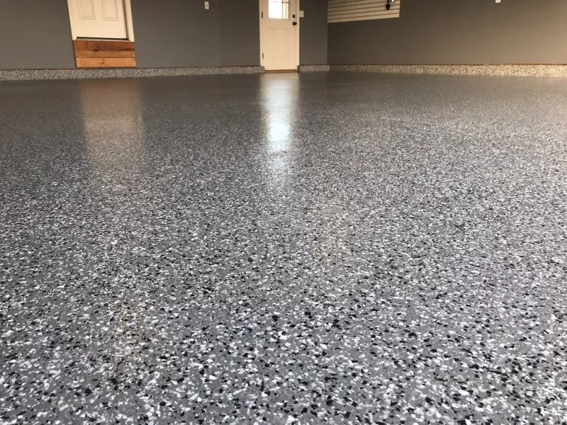 gray garage floor with epoxy coating